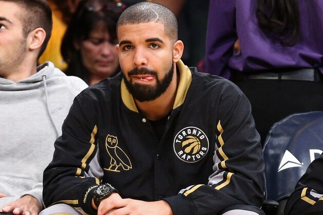 Rapper Drake attends an NBA basketball game between the Los Angeles Lakers and Toronto Raptors at Staples Center on Friday, Nov. 20, 2015, in Los Angeles. (Photo by John Salangsang/Invision/AP)