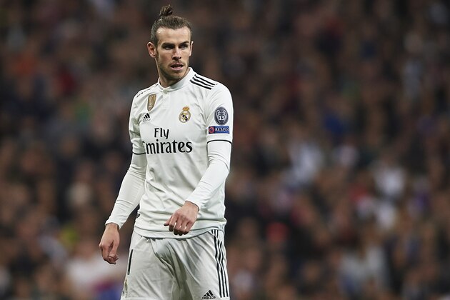 MADRID, SPAIN - MARCH 05: Gareth Bale of Real Madrid looks on during the UEFA Champions League Round of 16 Second Leg match between Real Madrid and Ajax at Bernabeu on March 05, 2019 in Madrid, Spain. (Photo by Quality Sport Images/Getty Images)