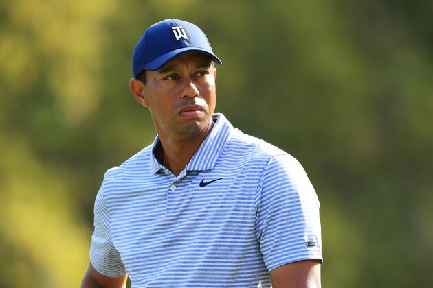 PONTE VEDRA BEACH, FLORIDA - MARCH 15:  Tiger Woods of the United States looks on during the second round of The PLAYERS Championship on The Stadium Course at TPC Sawgrass on March 15, 2019 in Ponte Vedra Beach, Florida. (Photo by Sam Greenwood/Getty Images)