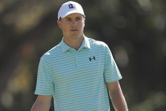 Jordan Spieth misses a putt on the seventh hole during the first round of The Players Championship golf tournament Thursday, March 14, 2019, in Ponte Vedra Beach, Fla. (AP Photo/Gerald Herbert)