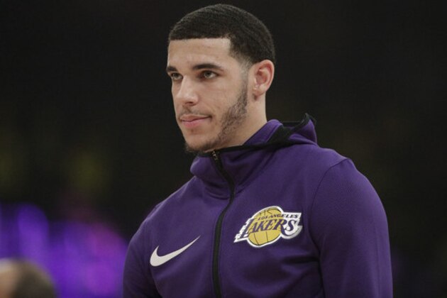 Los Angeles Lakers' Lonzo Ball warms up before an NBA basketball game against the New Orleans Pelicans, Friday, Dec. 21, 2018, in Los Angeles. (AP Photo/Jae C. Hong)