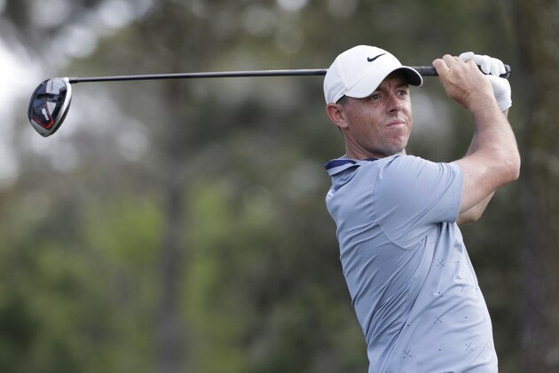 Rory McIlroy, of Northern Ireland, hits his tee shot on the ninth hole during the second round of The Players Championship golf tournament Friday, March 15, 2019, in Ponte Vedra Beach, Fla. (AP Photo/Lynne Sladky)