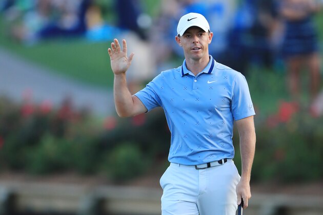 PONTE VEDRA BEACH, FLORIDA - MARCH 15:  Rory McIlroy of Northern Ireland reacts after a birdie on the 17th green during the second round of The PLAYERS Championship on The Stadium Course at TPC Sawgrass on March 15, 2019 in Ponte Vedra Beach, Florida. (Photo by Sam Greenwood/Getty Images)