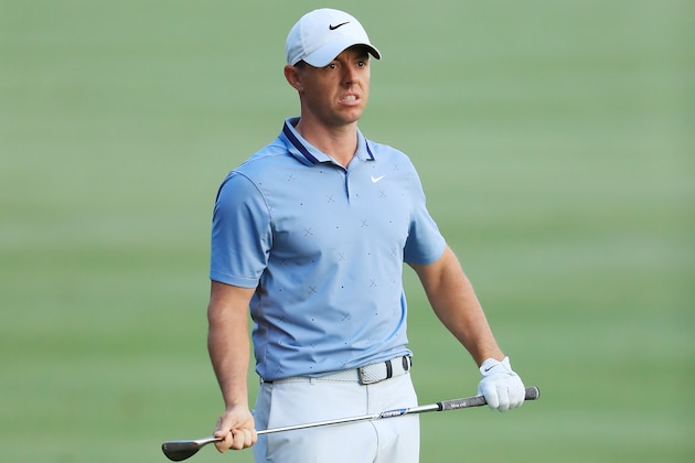 PONTE VEDRA BEACH, FLORIDA - MARCH 15:  Rory McIlroy of Northern Ireland plays his second shot on the 18th hole during the second round of The PLAYERS Championship on The Stadium Course at TPC Sawgrass on March 15, 2019 in Ponte Vedra Beach, Florida. (Photo by Sam Greenwood/Getty Images)