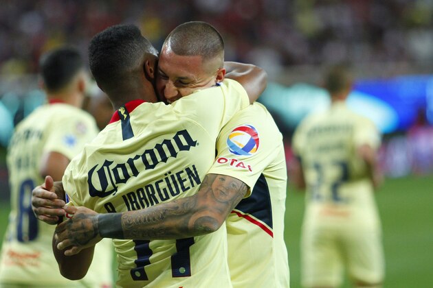 ZAPOPAN, MEXICO - MARCH 16: Andres Ibarguen of America celebrates after scoring the second goal of his team during the 1th round match between Chivas and America as part of the Torneo Clausura 2019 Liga MX at Akron Stadium on March 16, 2019 in Zapopan, Mexico. (Photo by Oscar Meza/Jam Media/Getty Images)