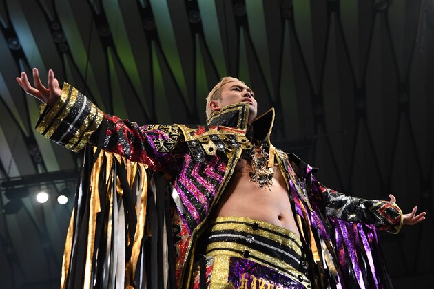 OSAKA,JAPAN - FEBRUARY 11: Kazuchika Okada enters the ring prior to the match between Kazuchika Okada and Bad Luck Fale during the New Beginning of NJPW at Edion Arena Osaka on February 11, 2019 in Osaka, Japan. (Photo by Etsuo Hara/Getty Images)