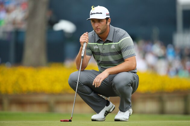 PONTE VEDRA BEACH, FLORIDA - MARCH 16:   Jon Rahm of Spain lines up a putt on the 16th green during the third round of The PLAYERS Championship on The Stadium Course at TPC Sawgrass on March 16, 2019 in Ponte Vedra Beach, Florida. (Photo by Gregory Shamus/Getty Images)