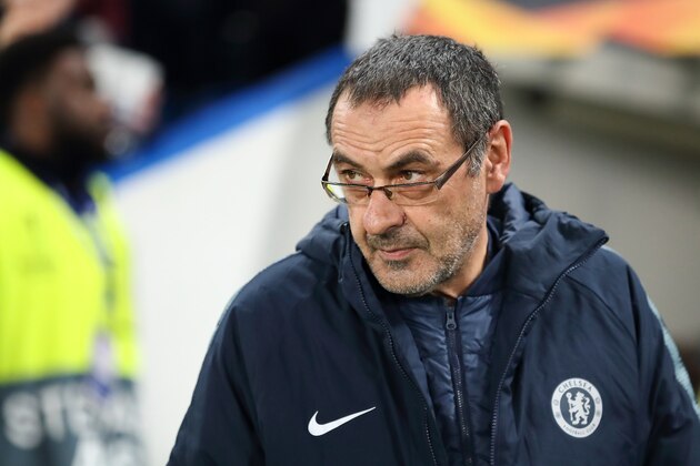 LONDON, ENGLAND - MARCH 07: Chelsea manager \ head coach Maurizio Sarri during the UEFA Europa League Round of 16 First Leg match between Chelsea and Dynamo Kyiv at Stamford Bridge on March 7, 2019 in London, England. (Photo by James Williamson - AMA/Getty Images)
