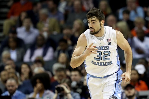 CHARLOTTE, NORTH CAROLINA - MARCH 15: Luke Maye #32 of the North Carolina Tar Heels reacts against the Duke Blue Devils during their game in the semifinals of the 2019 Men's ACC Basketball Tournament at Spectrum Center on March 15, 2019 in Charlotte, North Carolina.  (Photo by Streeter Lecka/Getty Images)