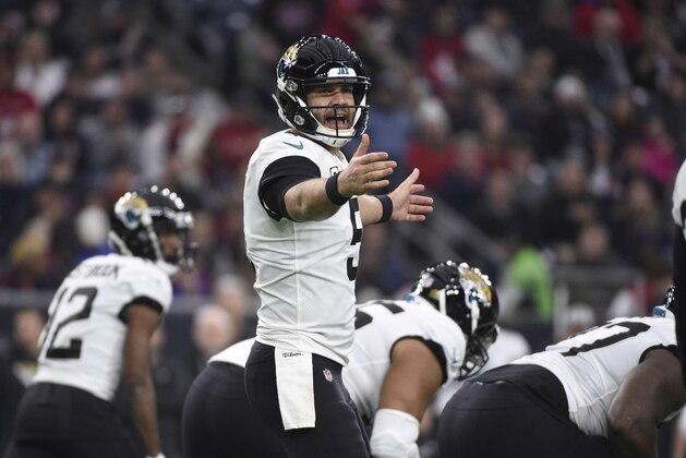 Jacksonville Jaguars quarterback Blake Bortles (5) during the first half of an NFL football game against the Houston Texans, Sunday, Dec. 30, 2018, in Houston. (AP Photo/Eric Christian Smith)