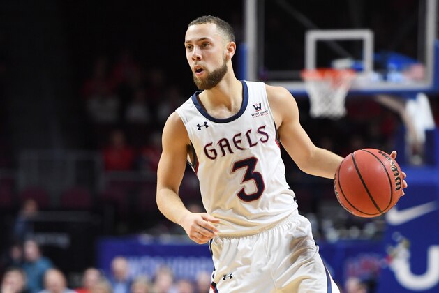 LAS VEGAS, NEVADA - MARCH 11:  Jordan Ford #3 of the Saint Mary's Gaels brings the ball up the court against the San Diego Toreros during a semifinal game of the West Coast Conference basketball tournament at the Orleans Arena on March 11, 2019 in Las Vegas, Nevada. The Gaels defeated the Toreros 69-62.  (Photo by Ethan Miller/Getty Images)