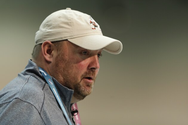Cleveland Browns head coach Freddie Kitchens speaks during a press conference at the NFL football scouting combine in Indianapolis, Wednesday, Feb. 27, 2019. (AP Photo/Michael Conroy)