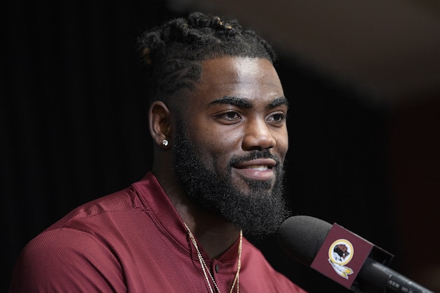 New Washington Redskins safety Landon Collins speaks during an NFL football press conference, Thursday, March 14, 2019, in Ashburn, Va. (AP Photo/Nick Wass)