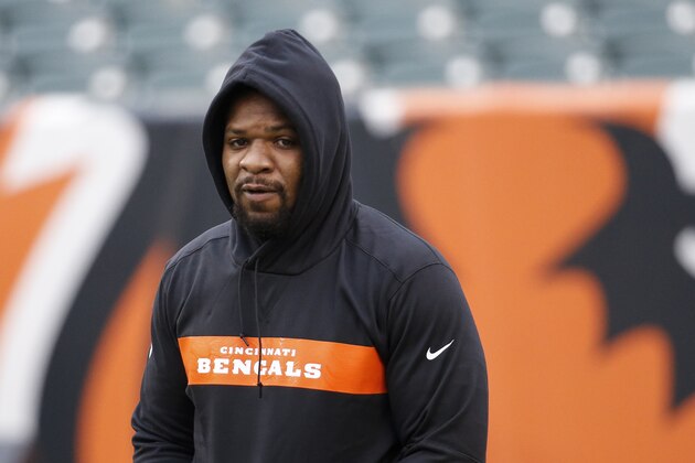 Cincinnati Bengals outside linebacker Vontaze Burfict walks the field during practice before an NFL football game against the Oakland Raiders, Sunday, Dec. 16, 2018, in Cincinnati. (AP Photo/Frank Victores)