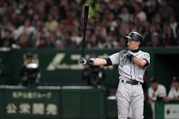 TOKYO, JAPAN - MARCH 18: Outfielder Ichiro Suzuki #51 of the Seattle Mariners at bat in the top of 4th inning during the preseason friendly game between Yomiuri Giants and Seattle Mariners at Tokyo Dome on March 18, 2019 in Tokyo, Japan. (Photo by Masterpress/Getty Images)