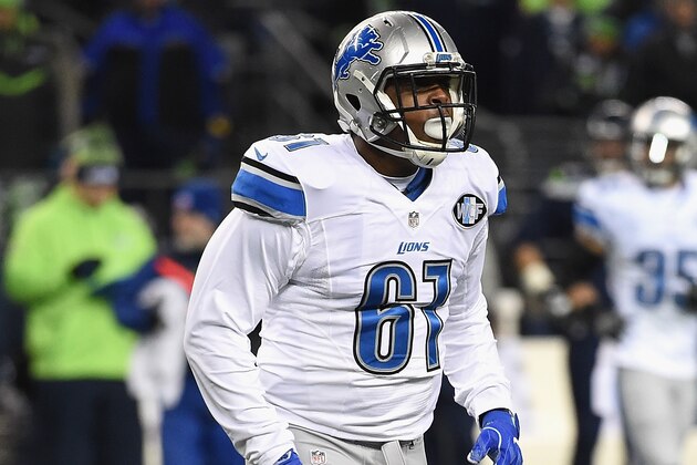 SEATTLE, WA - JANUARY 07:  Kerry Hyder #61 of the Detroit Lions runs during the first half against the Seattle Seahawks in the NFC Wild Card game at CenturyLink Field on January 7, 2017 in Seattle, Washington.  (Photo by Steve Dykes/Getty Images)