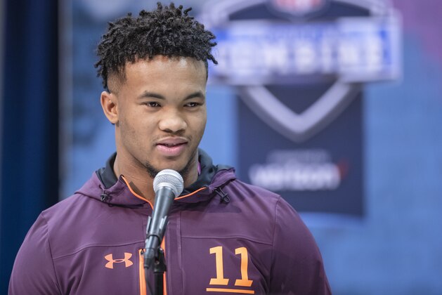 INDIANAPOLIS, IN - MARCH 1: Kyler Murray #QB11 of the Oklahoma Sooners is seen at the 2019 NFL Combine at Lucas Oil Stadium on March 1, 2019 in Indianapolis, Indiana. (Photo by Michael Hickey/Getty Images)