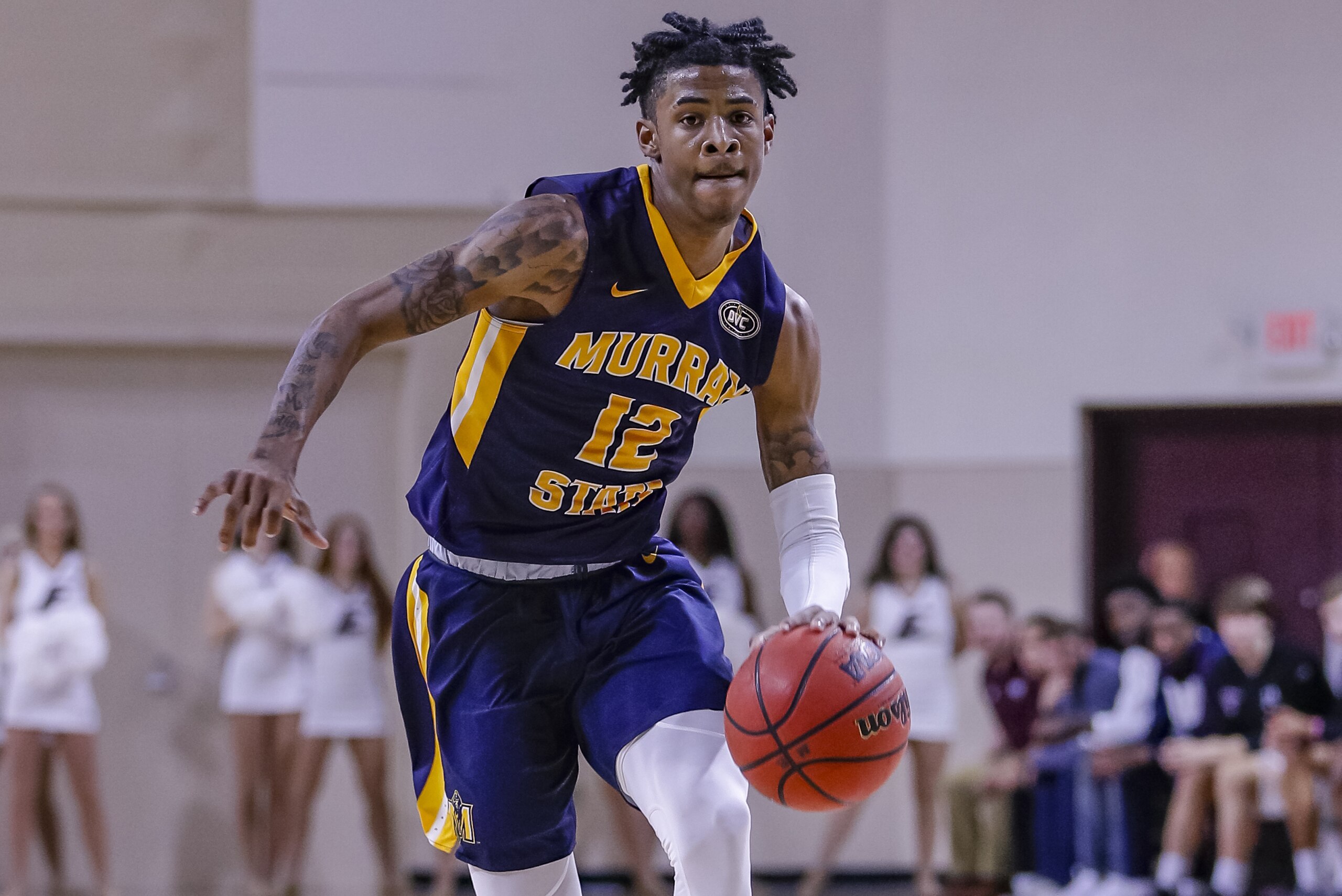 RICHMOND, KY - FEBRUARY 16: Ja Morant #12 of the Murray State Racers brings the ball up court during the game against the Eastern Kentucky Colonels at CFSB Center on February 16, 2019 in Murray, Kentucky. (Photo by Michael Hickey/Getty Images) RICHMOND, KY - FEBRUARY 16: Ja Morant #12 of the Murray State Racers brings the ball up court during the game against the Eastern Kentucky Colonels at CFSB Center on February 16, 2019 in Murray, Kentucky. (Photo by Michael Hickey/Getty Images)