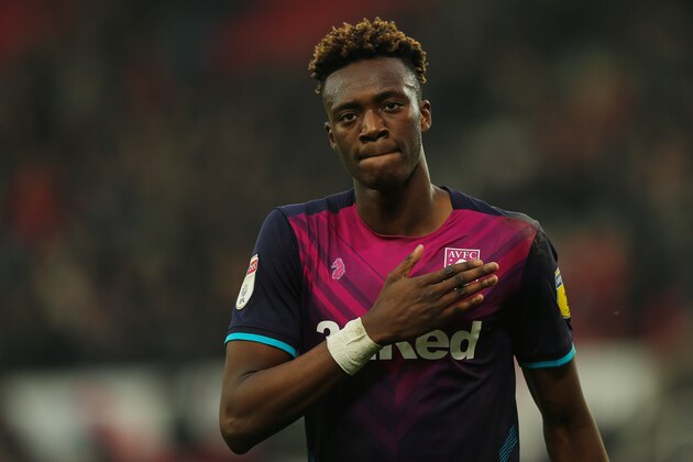 STOKE ON TRENT, ENGLAND - FEBRUARY 23: Tammy Abraham of Aston Villa during the Sky Bet Championship Match between Stoke City and Aston Villa at Bet365 Stadium on February 23, 2019 in Stoke on Trent, England. (Photo by Molly Darlington - AMA/Getty Images)