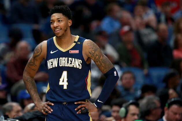 NEW ORLEANS, LOUISIANA - MARCH 08:  Elfrid Payton #4 of the New Orleans Pelicans stands on the court during the first half of a game against the Toronto Raptors at the Smoothie King Center on March 08, 2019 in New Orleans, Louisiana. NOTE TO USER: User expressly acknowledges and agrees that, by downloading and or using this photograph, User is consenting to the terms and conditions of the Getty Images License Agreement. (Photo by Sean Gardner/Getty Images)