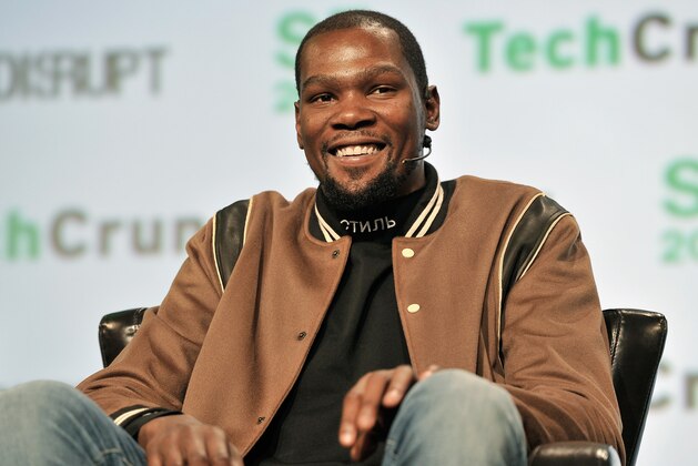 SAN FRANCISCO, CA - SEPTEMBER 19:  NBA Player and Durant Company/Thirty Five Media Partner Kevin Durant speaks onstage during TechCrunch Disrupt SF 2017 at Pier 48 on September 19, 2017 in San Francisco, California.  (Photo by Steve Jennings/Getty Images for TechCrunch)