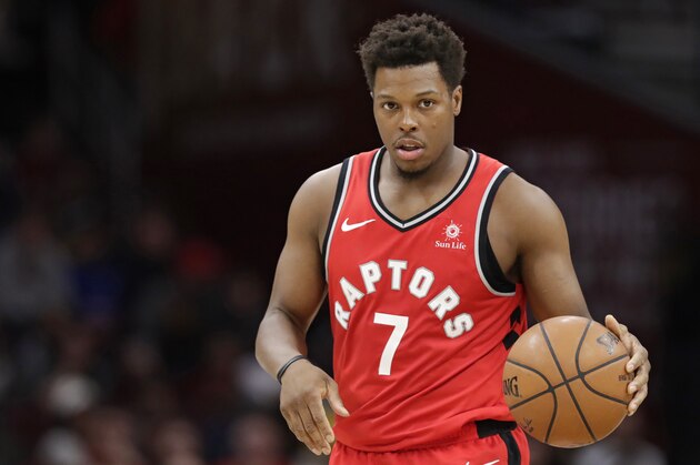 Toronto Raptors' Kyle Lowry drives against the Cleveland Cavaliers in the second half of an NBA basketball game, Monday, March 11, 2019, in Cleveland. (AP Photo/Tony Dejak)