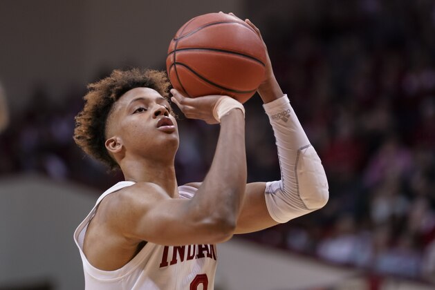 BLOOMINGTON, IN - MARCH 02: Romeo Langford #0 of the Indiana Hoosiers shoots a free throw during the game against the Michigan State Spartans at Assembly Hall on March 2, 2019 in Bloomington, Indiana. (Photo by Michael Hickey/Getty Images)