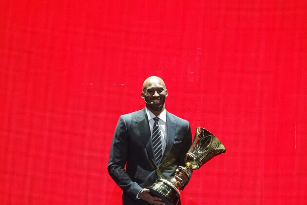 SHENZHEN, CHINA - MARCH 16:  Kobe Bryant attend the FIBA Basketball World Cup 2019 Draw Ceremony at Shenzhen Bay Arena on March 16, 2019 in Shenzhen, China.  (Photo by Lintao Zhang/Getty Images)