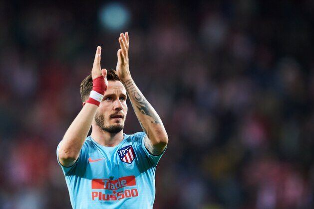 BILBAO, SPAIN - MARCH 16: Saul Niguez of Atletico Madrid reacts during the La Liga match between Athletic Club and  Club Atletico de Madrid at San Mames Stadium on March 16, 2019 in Bilbao, Spain. (Photo by Juan Manuel Serrano Arce/Getty Images)