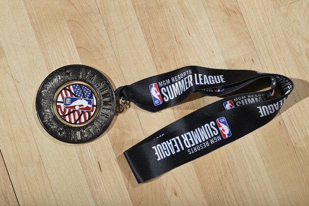 LAS VEGAS, NV - JULY 17:  A close up shot of the Championship medal won by the Portland Trail Blazers during the 2018 Las Vegas Summer League on July 17, 2018 at the Thomas & Mack Center in Las Vegas, Nevada. NOTE TO USER: User expressly acknowledges and agrees that, by downloading and/or using this photograph, user is consenting to the terms and conditions of the Getty Images License Agreement. Mandatory Copyright Notice: Copyright 2018 NBAE (Photo by David Dow/NBAE via Getty Images)