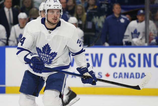 Toronto Maple Leafs forward Auston Matthews (34) skates during the second period of an NHL hockey game against the Buffalo Sabres Wednesday, March 20, 2019, in Buffalo, N.Y. (AP Photo/Jeffrey T. Barnes) Toronto Maple Leafs forward Auston Matthews (34) skates during the second period of an NHL hockey game against the Buffalo Sabres Wednesday, March 20, 2019, in Buffalo, N.Y. (AP Photo/Jeffrey T. Barnes)