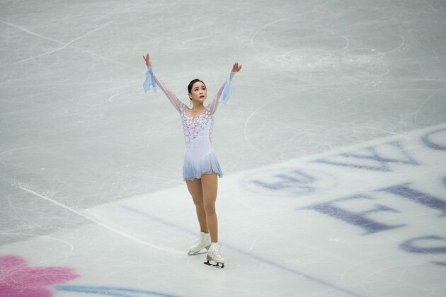 South Korea's Eunsoo Lim performs in the women's short program during the 2019 ISU World Figure Skating Championships in the Japanese city of Saitama on March 20, 2019. (Photo by Nicolas Datiche / AFP)        (Photo credit should read NICOLAS DATICHE/AFP/Getty Images)