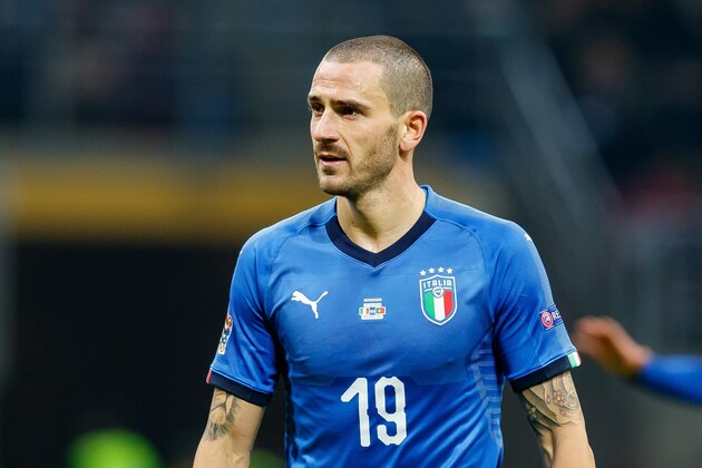 MILAN, ITALY - NOVEMBER 17: Leonardo Bonucci of Italy looks on during the UEFA Nations League A group three match between Italy and Portugal at Stadio Giuseppe Meazza on November 17, 2018 in Milan, Italy. (Photo by TF-Images/Getty Images)