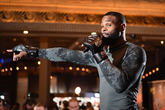 LAS VEGAS, NEVADA - FEBRUARY 28:  Tyron Woodley performs an open workout for fans and media during the UFC 235 Open Workouts event at MGM Grand Hotel & Casino on February 28, 2019 in Las Vegas, Nevada. (Photo by Jeff Bottari/Zuffa LLC/Zuffa LLC via Getty Images)