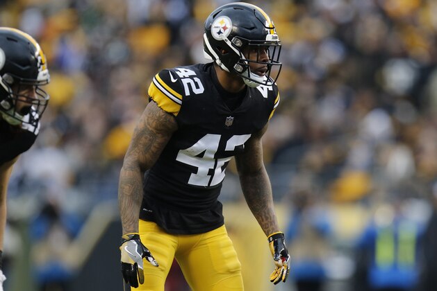 PITTSBURGH, PA - OCTOBER 28:  Morgan Burnett #42 of the Pittsburgh Steelers in action  against the Cleveland Browns on October 28, 2018 at Heinz Field in Pittsburgh, Pennsylvania.  (Photo by Justin K. Aller/Getty Images)