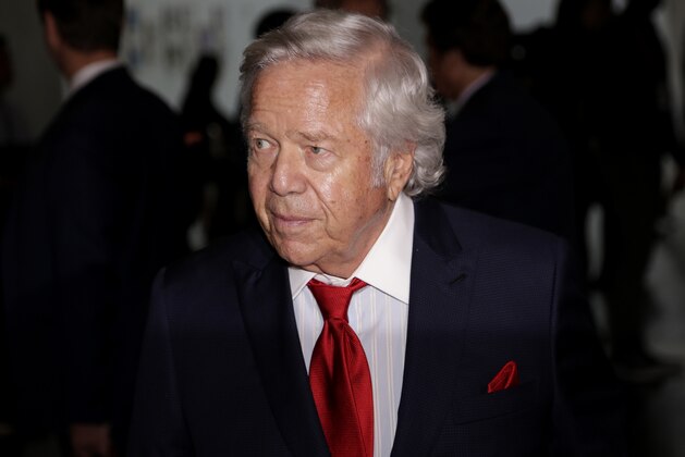 File - In this Oct. 16, 2018 file photo, New England Patriots owner Robert Kraft arrives for the NFL football fall meetings in New York. On Wednesday, Jan. 9, 2019, Kraft was awarded Israel's 2019 Genesis Prize, a $1 million recognition widely known as the