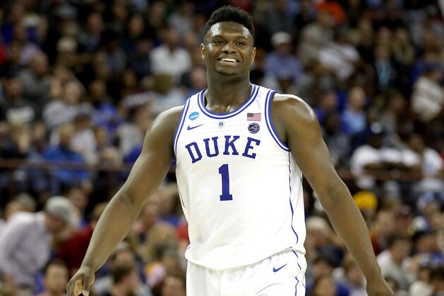 COLUMBIA, SOUTH CAROLINA - MARCH 22: Zion Williamson #1 of the Duke Blue Devils reacts to his teams lead against the North Dakota State Bison in the second half during the first round of the 2019 NCAA Men's Basketball Tournament at Colonial Life Arena on March 22, 2019 in Columbia, South Carolina. (Photo by Streeter Lecka/Getty Images) COLUMBIA, SOUTH CAROLINA - MARCH 22: Zion Williamson #1 of the Duke Blue Devils reacts to his teams lead against the North Dakota State Bison in the second half during the first round of the 2019 NCAA Men's Basketball Tournament at Colonial Life Arena on March 22, 2019 in Columbia, South Carolina. (Photo by Streeter Lecka/Getty Images)