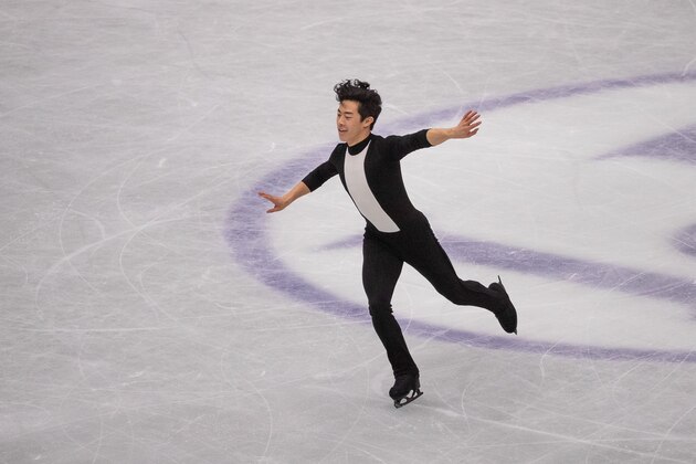 USA's Nathan Chen performs in the mens short program during the world figure skating championships in Japanese city of Saitama on March 21, 2019 (Photo by Nicolas Datiche / Nicolas Datiche / AFP)        (Photo credit should read NICOLAS DATICHE/AFP/Getty Images)