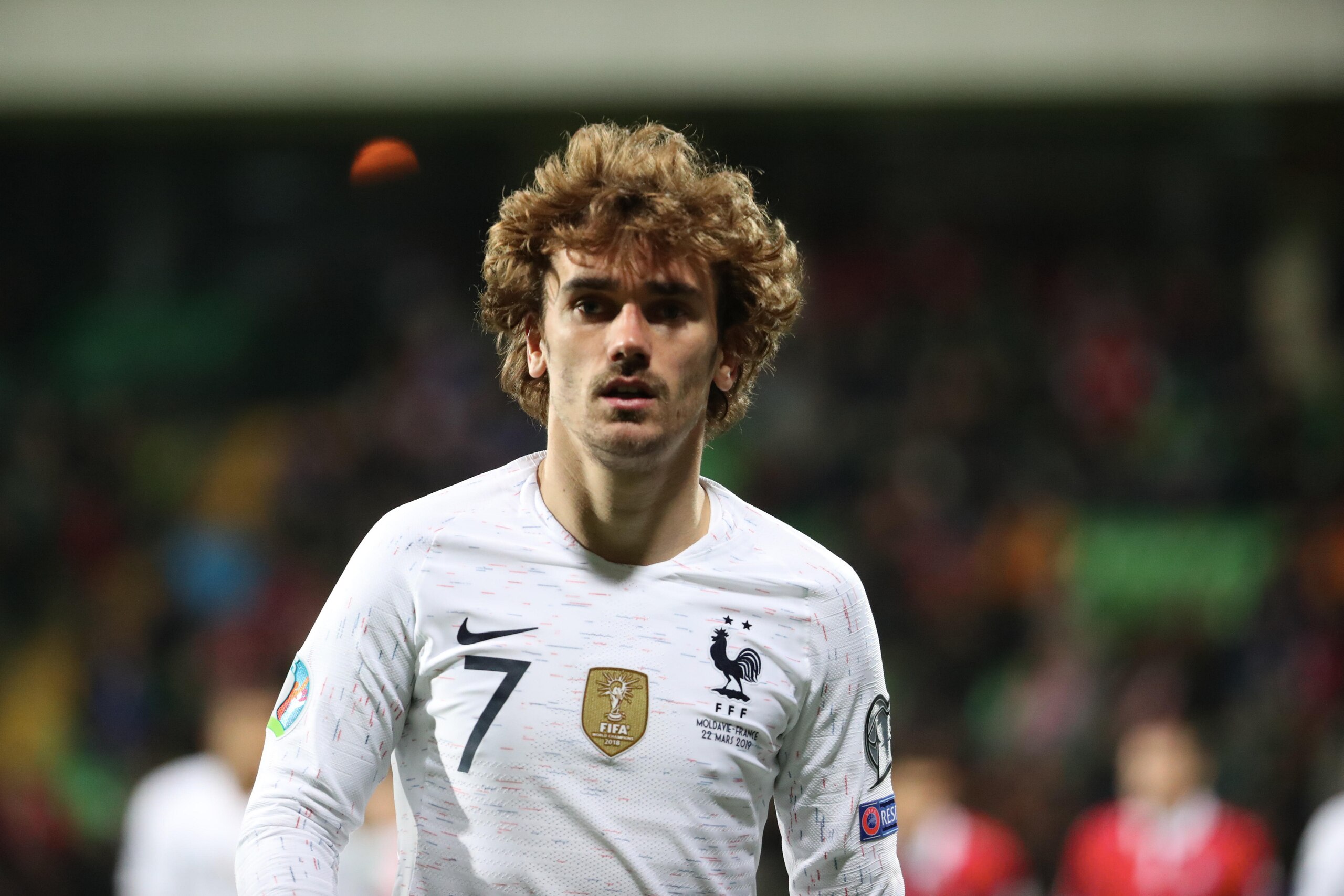 CHISINAU, MOLDOVA - MARCH 22:  Antoine Griezmann of France reacts during the 2020 UEFA European Championships Group H qualifying match between Moldova and France at Zimbru Stadium on March 22, 2019 in Chisinau, Moldova.  (Photo by Xavier Laine/Getty Images)