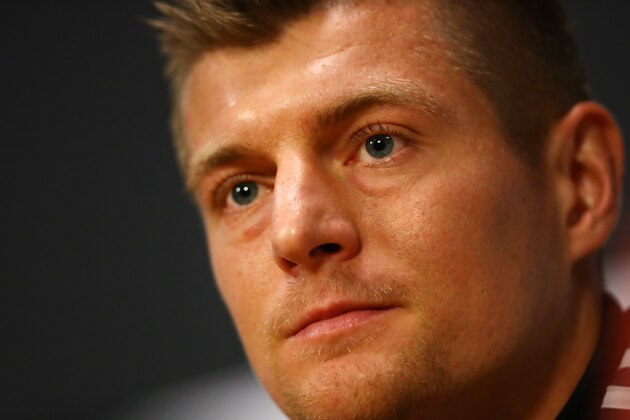 AMSTERDAM, NETHERLANDS - MARCH 23: Toni Kroos of Germany speaks to the media during a press conference ahead of their UEFA European Championship Qualifier match against the Netherlands at Johan Cruyff Arena on March 23, 2019 in Amsterdam, Netherlands. (Photo by Dean Mouhtaropoulos/Getty Images)