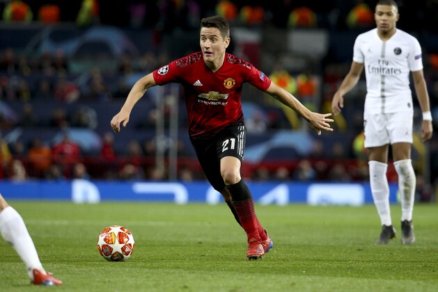 MANCHESTER, ENGLAND - FEBRUARY 12: Ander Herrera of Manchester United during the UEFA Champions League Round of 16 First Leg match between Manchester United (Man U) and Paris Saint-Germain (PSG) at Old Trafford stadium on February 12, 2019 in Manchester, England. (Photo by Jean Catuffe/Getty Images)