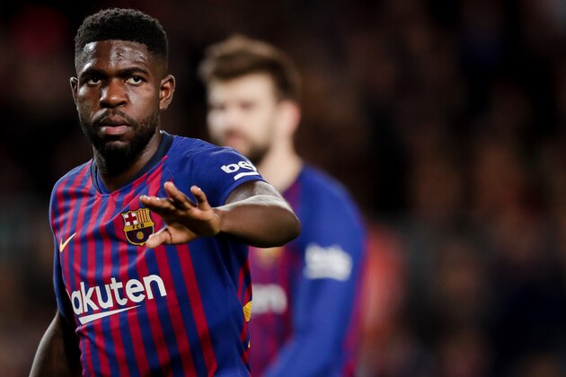 BARCELONA, SPAIN - MARCH 9: Samuel Umtiti of FC Barcelona during the La Liga Santander  match between FC Barcelona v Rayo Vallecano at the Camp Nou on March 9, 2019 in Barcelona Spain (Photo by Jeroen Meuwsen/Soccrates/Getty Images)
