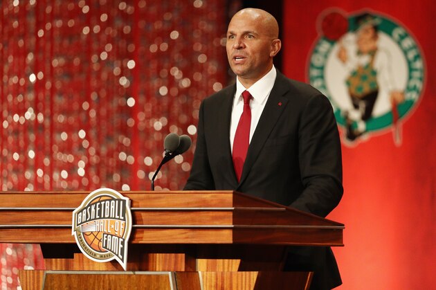 SPRINGFIELD, MA - SEPTEMBER 07:  Naismith Memorial Basketball Hall of Fame Class of 2018 enshrinee Jason Kidd speaks during the 2018 Basketball Hall of Fame Enshrinement Ceremony at Symphony Hall on September 7, 2018 in Springfield, Massachusetts.  (Photo by Maddie Meyer/Getty Images)