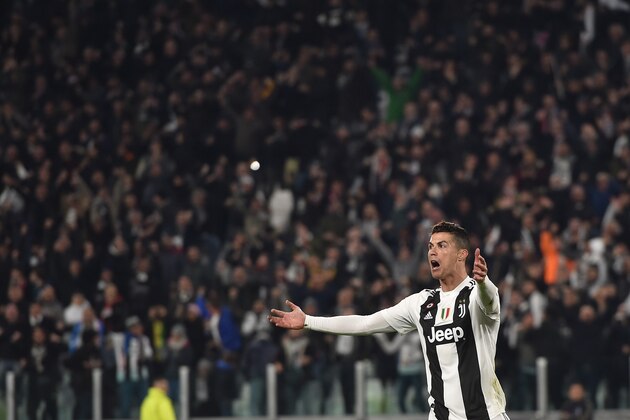 TURIN, ITALY - MARCH 12: Cristiano Ronaldo of Juventus celebrates after scoring the opening goal during the UEFA Champions League Round of 16 Second Leg match between Juventus and Club de Atletico Madrid at Allianz Stadium on March 12, 2019 in Turin, . (Photo by Tullio M. Puglia/Getty Images)