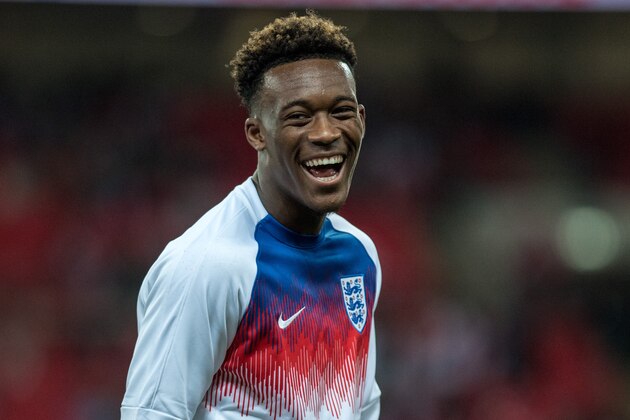 LONDON, ENGLAND - MARCH 22: Callum Hudson-Odoi of England looks on during the 2020 UEFA European Championships group A qualifying match between England and Czech Republic at Wembley Stadium on March 22, 2019 in London, United Kingdom. (Photo by Sebastian Frej/MB Media/Getty Images)