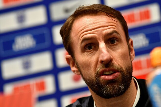 England's manager Gareth Southgate attends a press conference in Podgorica on March 24, 2019 on the eve of the UEFA Euro 2020 qualifying football match between Montenegro and England. (Photo by Andrej ISAKOVIC / AFP)        (Photo credit should read ANDREJ ISAKOVIC/AFP/Getty Images)
