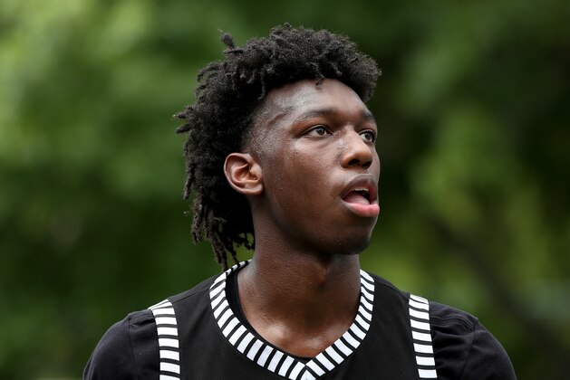 NEW YORK, NY - AUGUST 18:  James Wiseman #23 of Team Ramsey warms up before the game against Team Stanley during the SLAM Summer Classic 2018 at Dyckman Park on August 18, 2018 in New York City.  (Photo by Elsa/Getty Images)