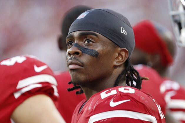 San Francisco 49ers running back Jerick McKinnon against the Dallas Cowboys during an NFL preseason football game in Santa Clara, Calif., Thursday, Aug. 9, 2018. (AP Photo/Tony Avelar)