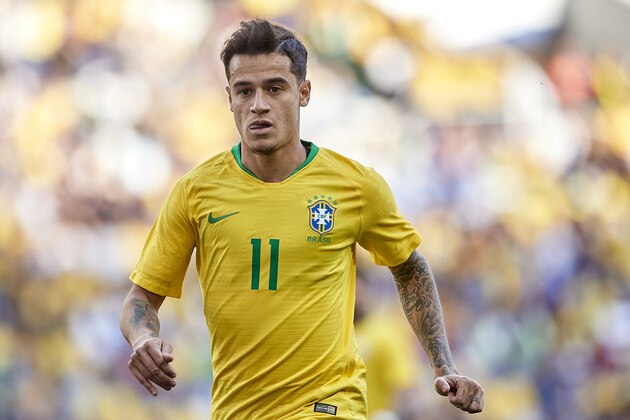 PORTO, PORTUGAL - MARCH 23: Philippe Coutinho of Brazil looks on during the International Friendly match between Brazil and Panama at Estadio do Dragao on March 23, 2019 in Porto, Portugal. (Photo by Quality Sport Images/Getty Images)
