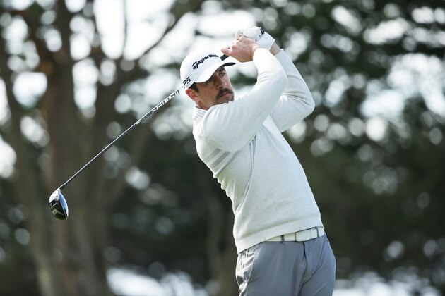PEBBLE BEACH, CALIFORNIA - FEBRUARY 07:  NFL player Aaron Rodgers plays a shot during the first round of the AT&T Pebble Beach Pro-Am at Monterey Peninsula Country Club Shore Course on February 07, 2019 in Pebble Beach, California. (Photo by Jeff Gross/Getty Images)